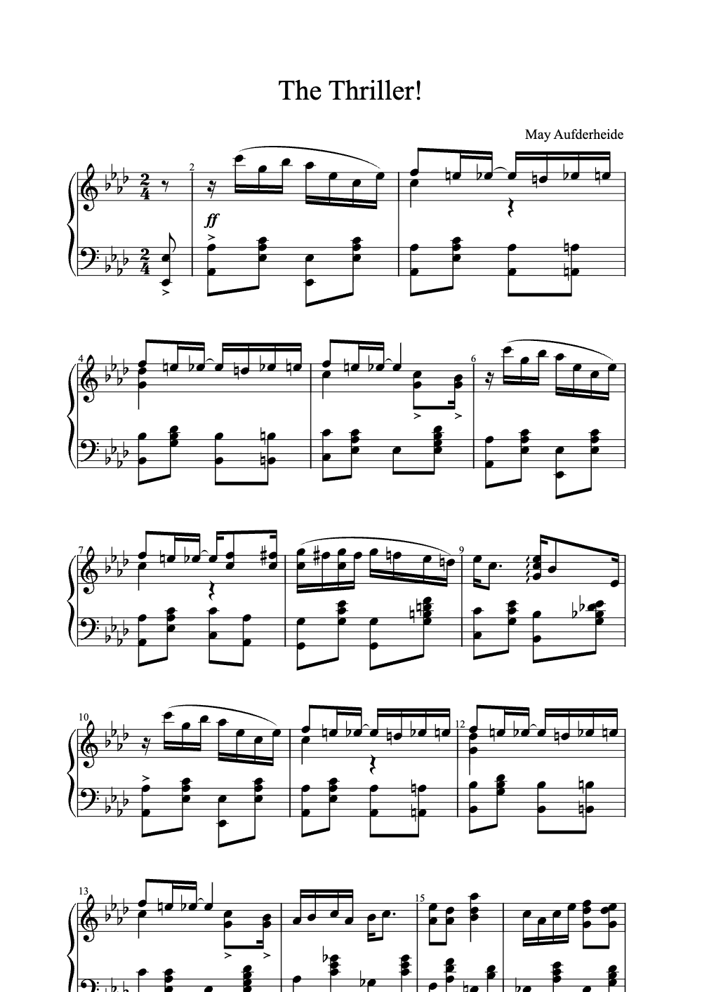 Sheet music preview for The Thriller