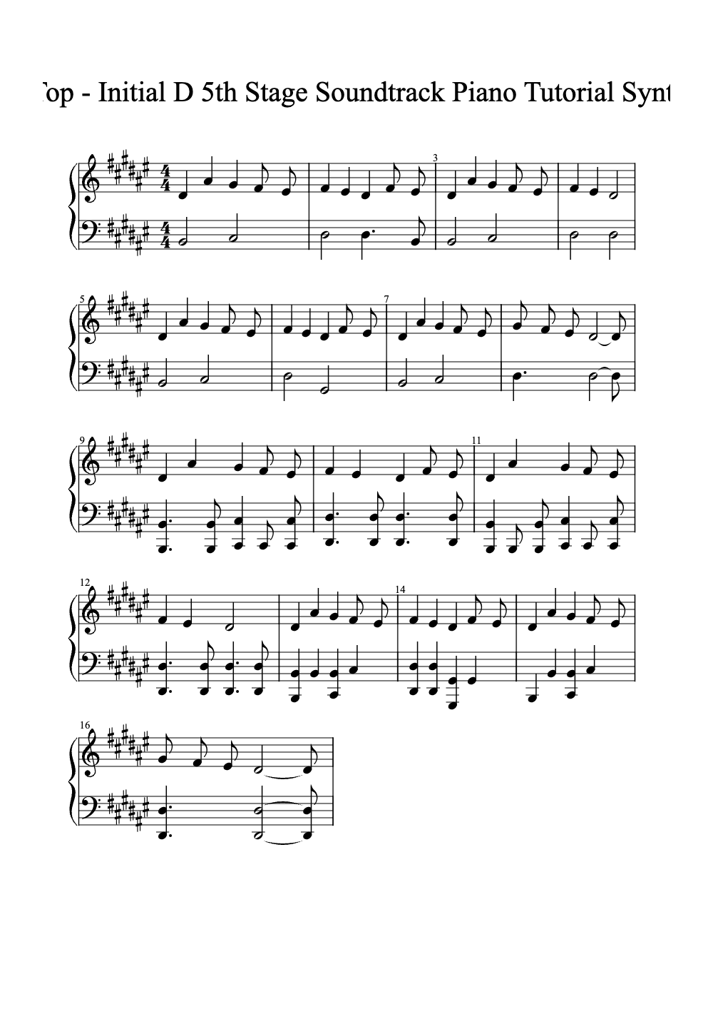 Sheet music preview for The Top