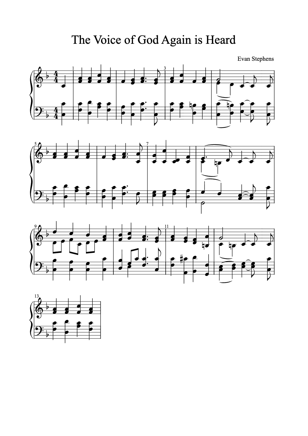 Sheet music preview for The Voice of God Again Is Heard