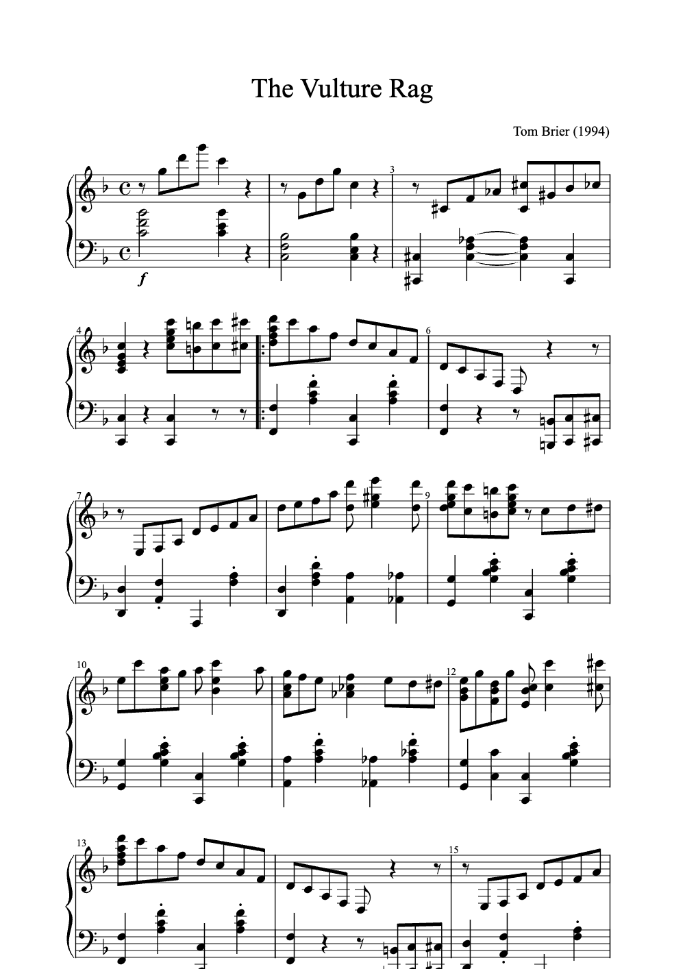 Sheet music preview for The Vulture Rag