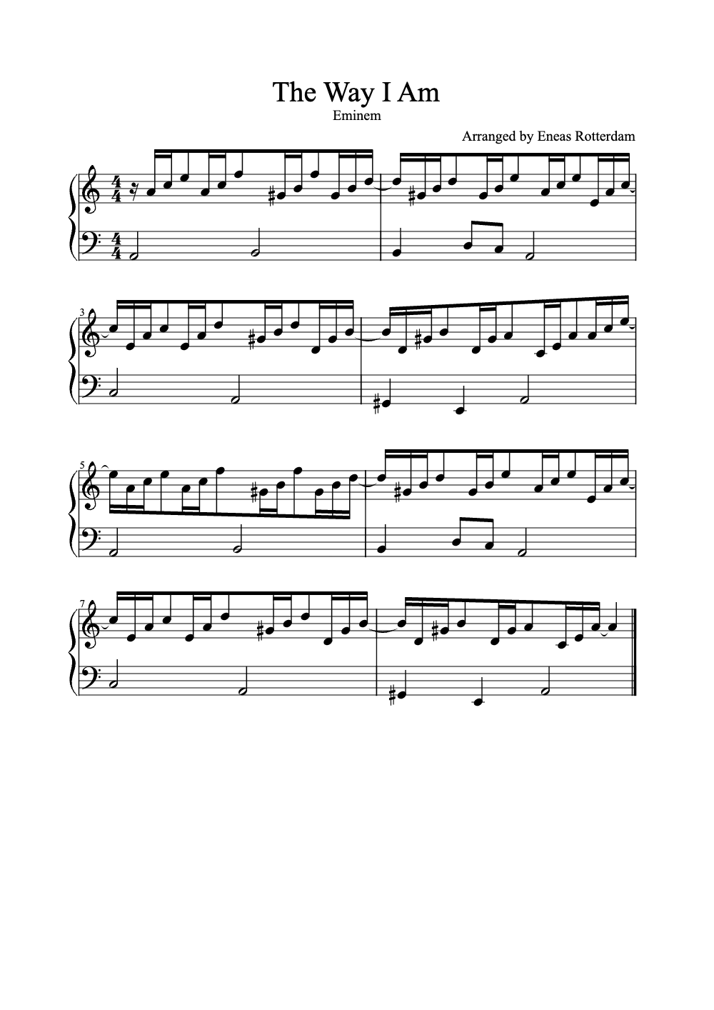 Sheet music preview for The Way I Am