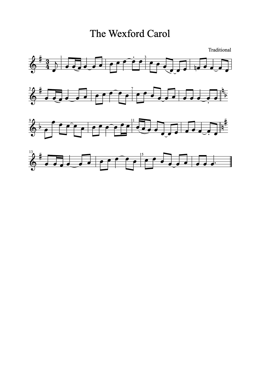 Sheet music preview for The Wexford Carol