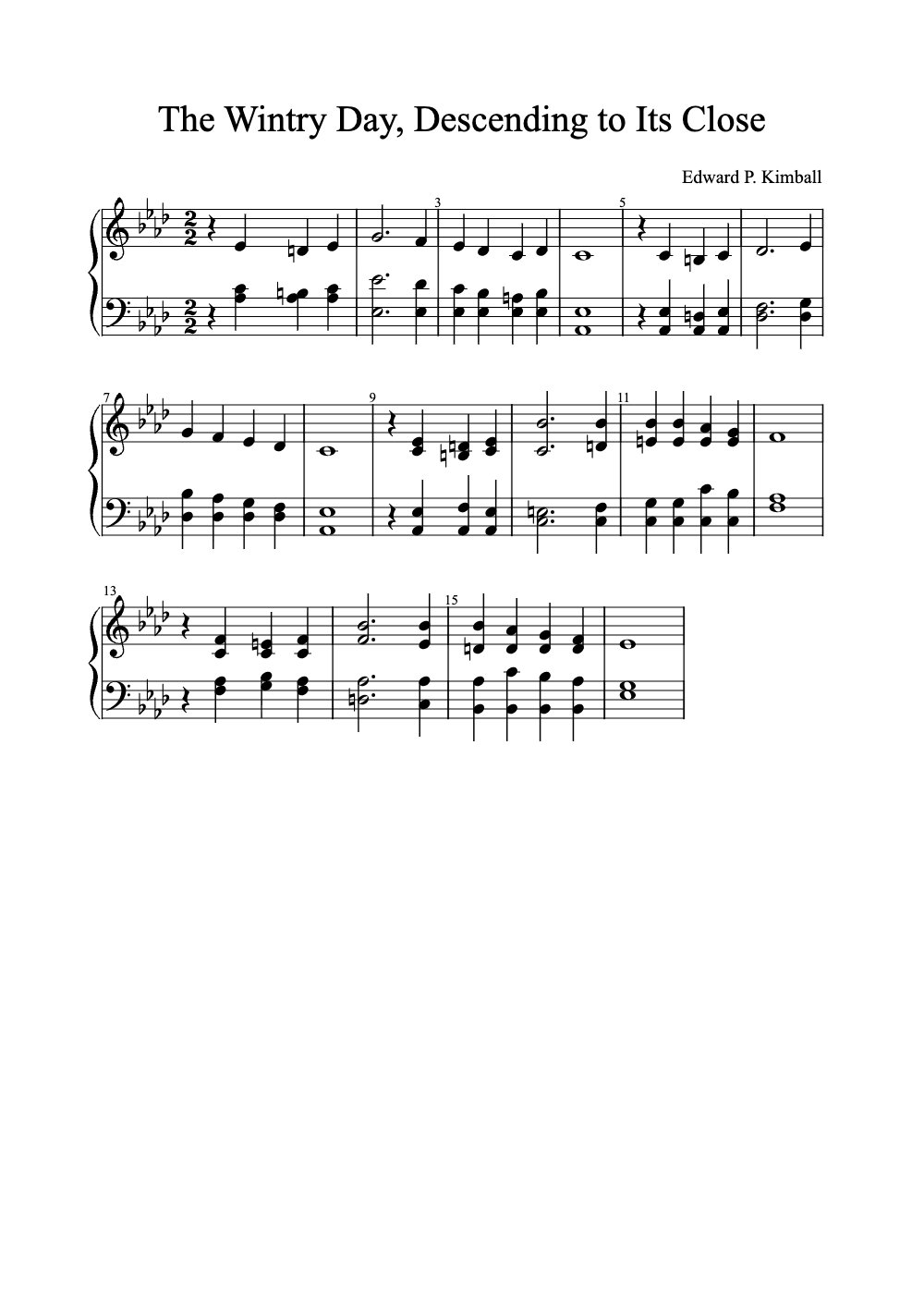 Sheet music preview for The Wintry Day, Descending to Its Close