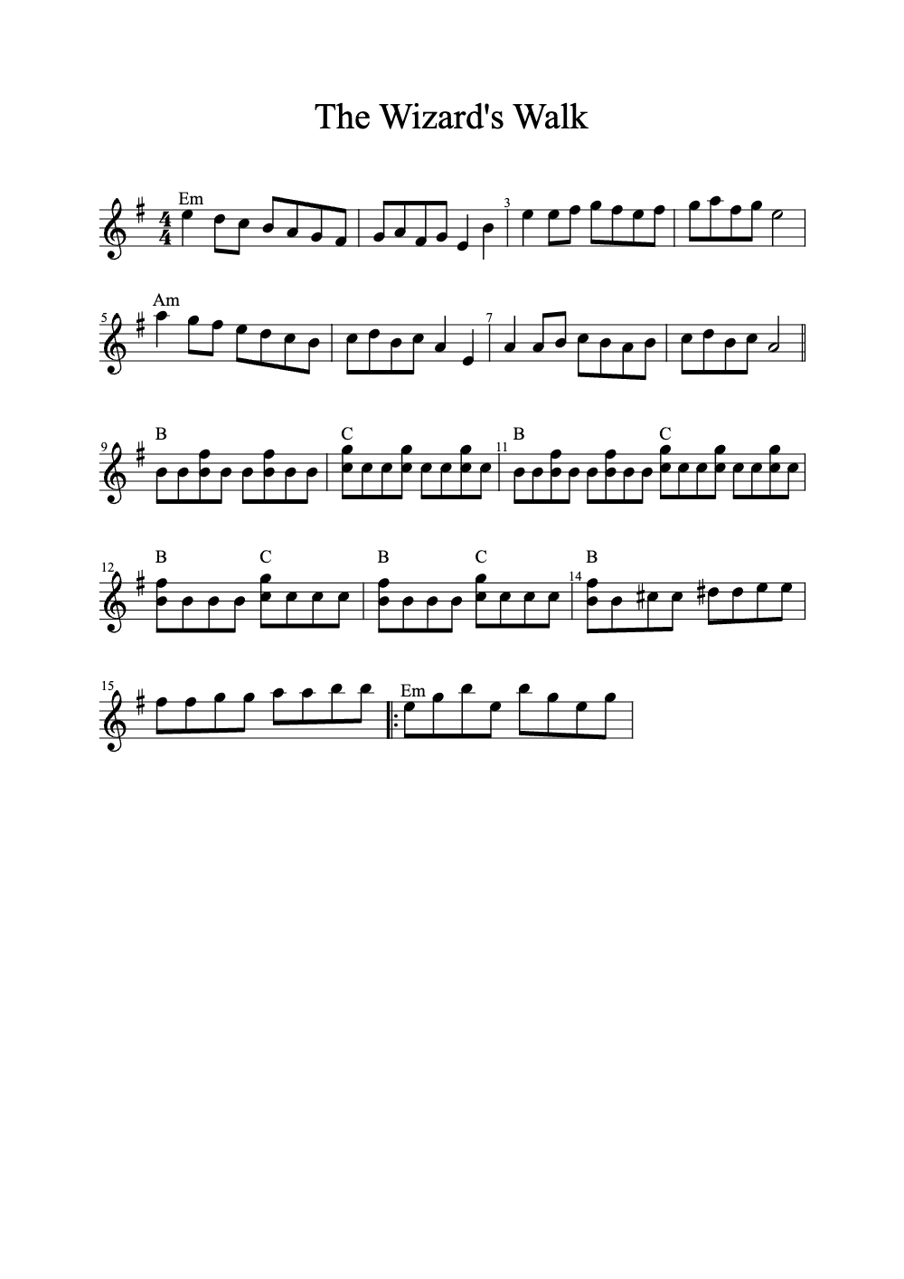 Sheet music preview for The Wizard's Walk