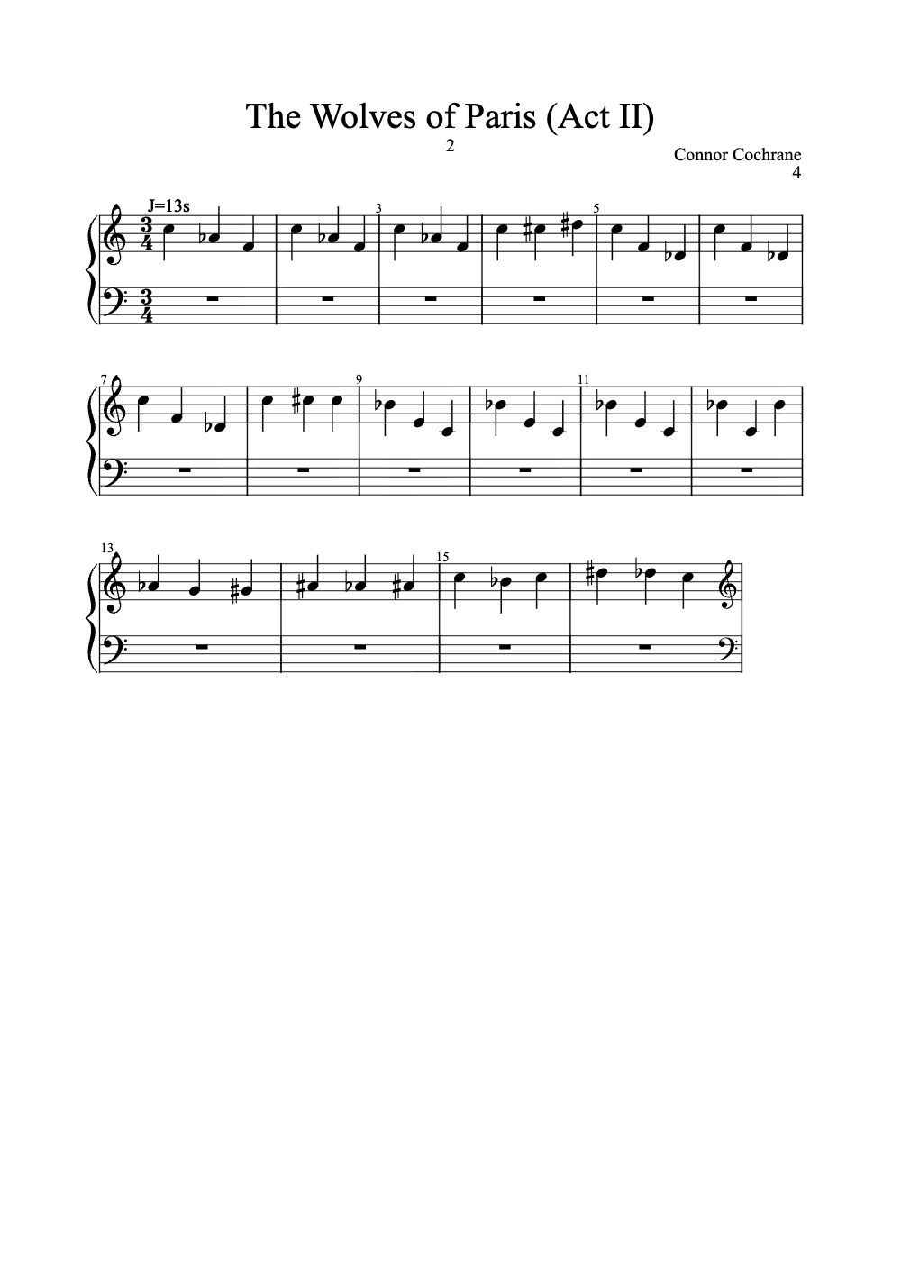 Sheet music preview for The Wolves of Paris (Act II)