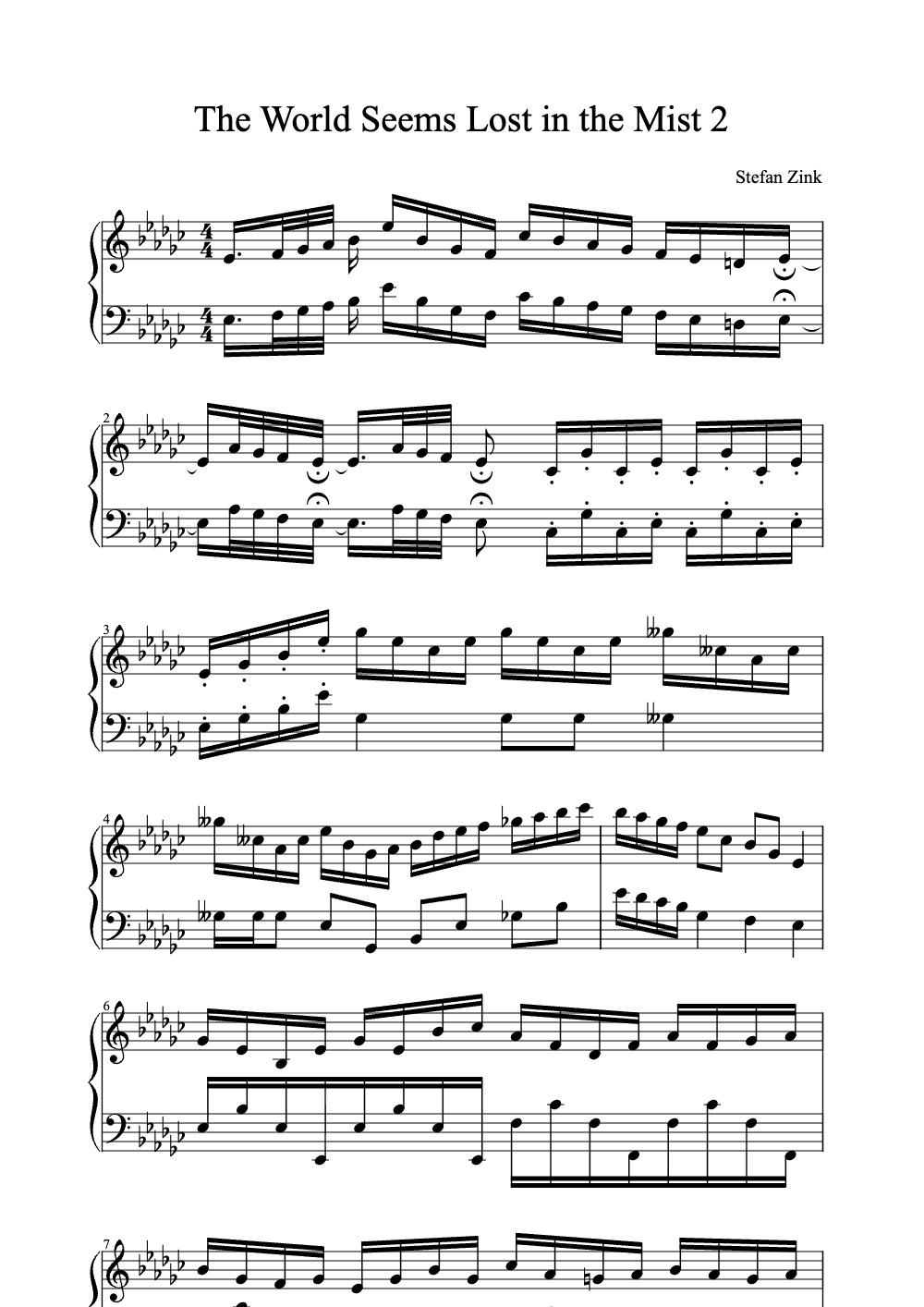 Sheet music preview for The World Seems Lost in the Mist 2