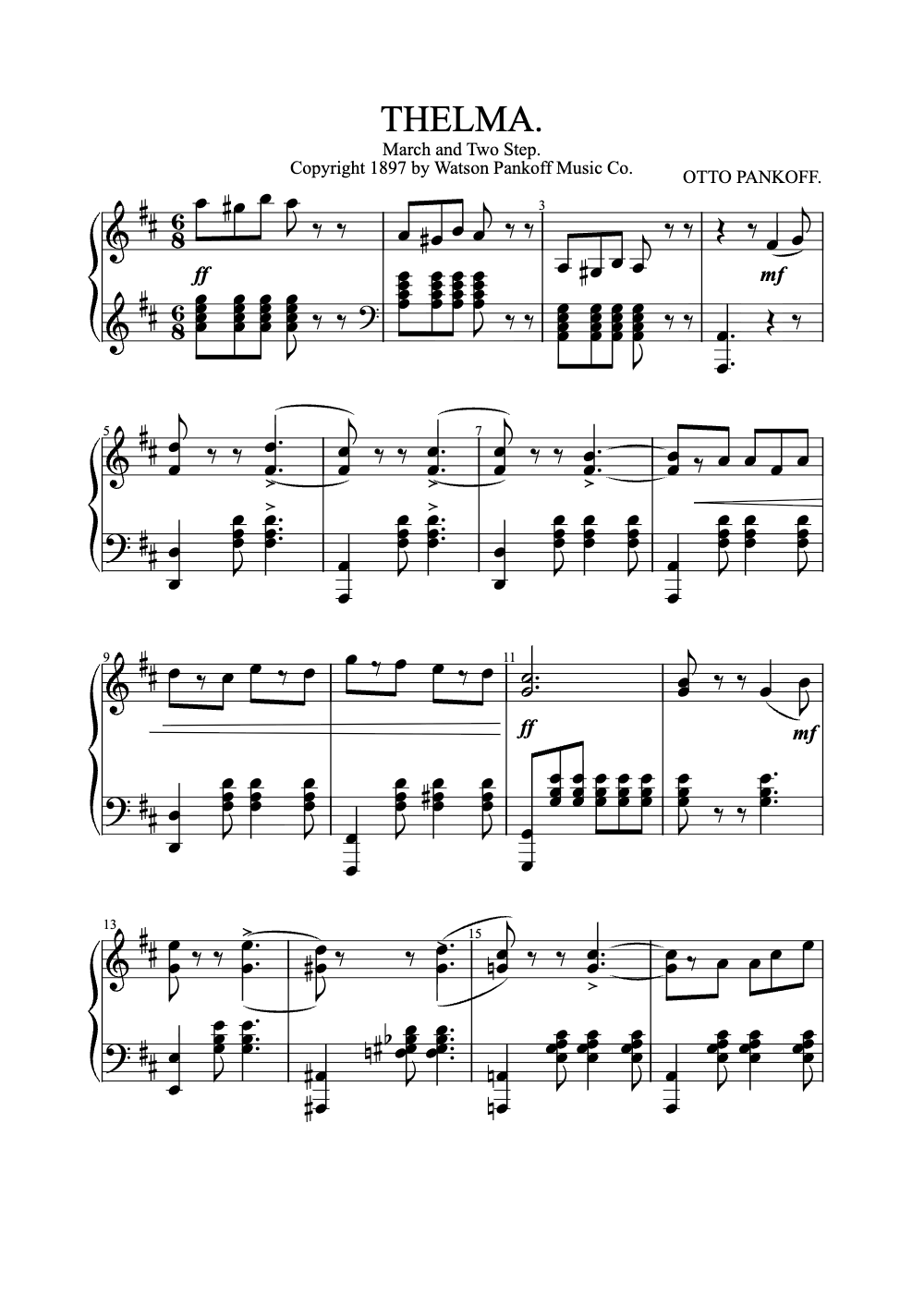 Sheet music preview for Thelma