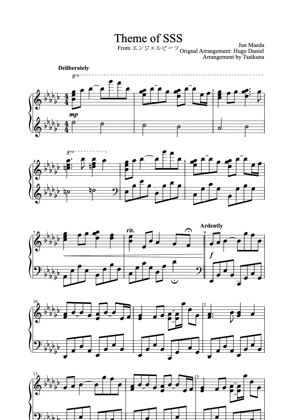 Sheet music preview for Theme of SSS