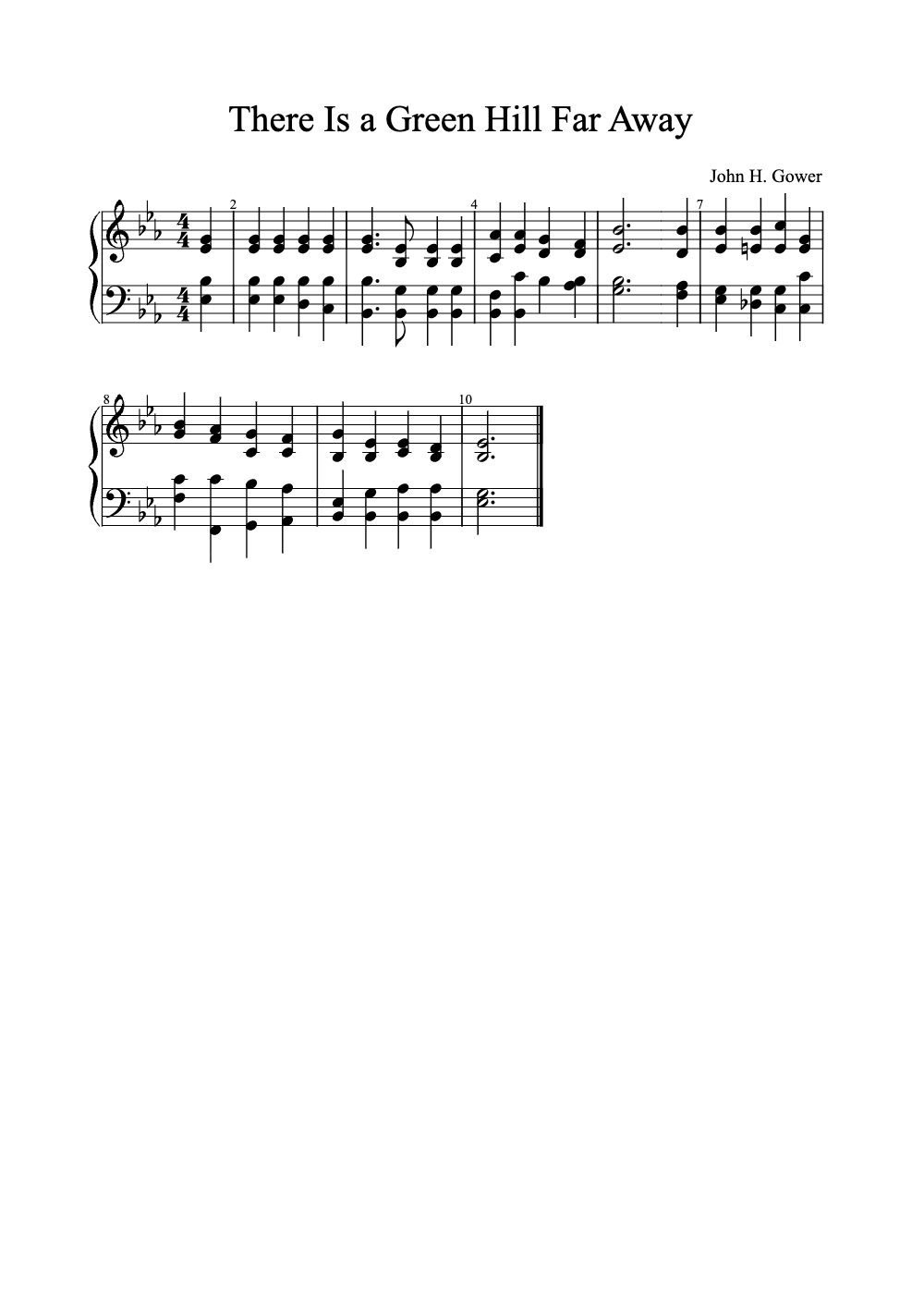 Sheet music preview for There Is a Green Hill Far Away