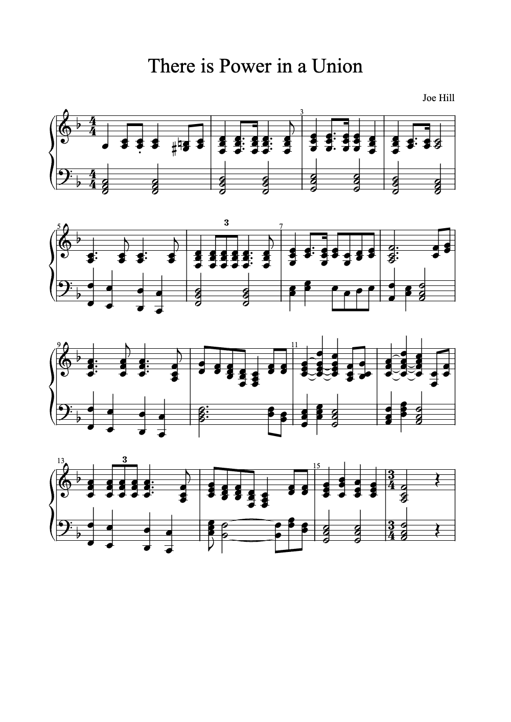 Sheet music preview for There Is Power in a Union