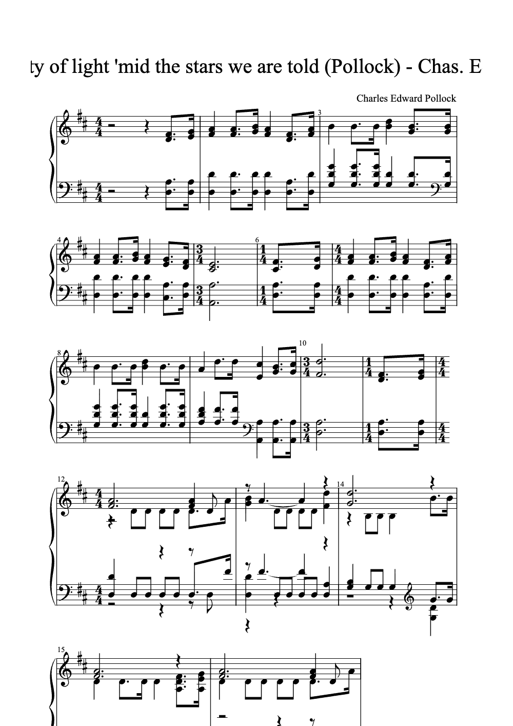 Sheet music preview for There's a City of Light 'Mid the Stars We Are Told