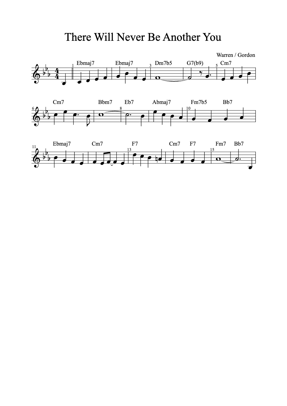 Sheet music preview for There Will Never Be Another You