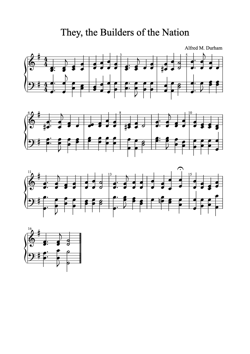 Sheet music preview for They, the Builders of the Nation