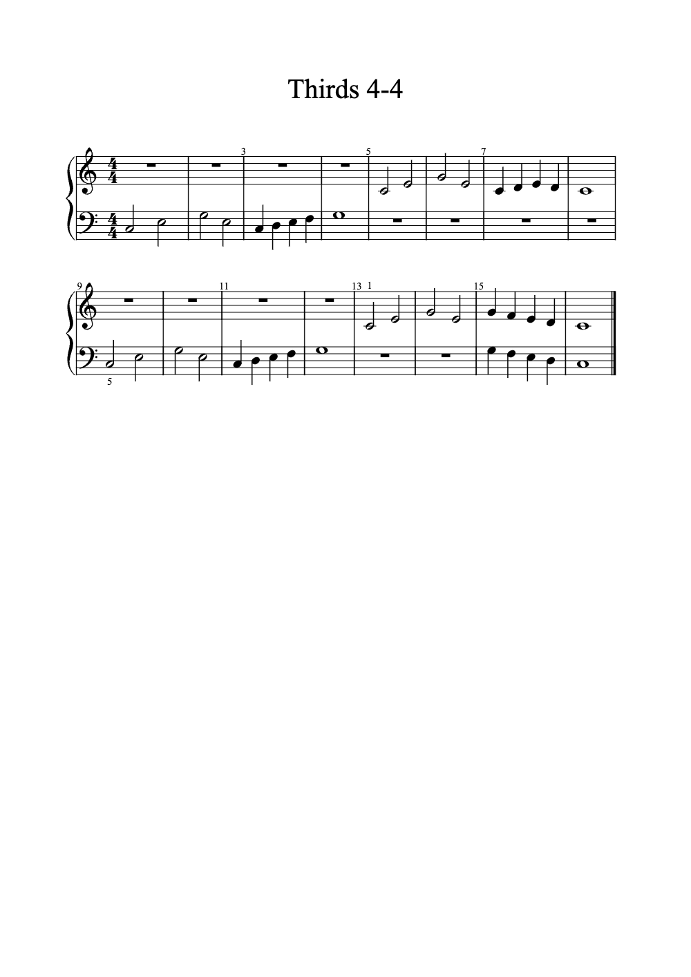 Sheet music preview for Thirds 4-4