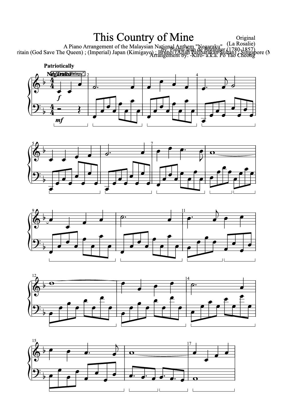 Sheet music preview for This Country of Mine