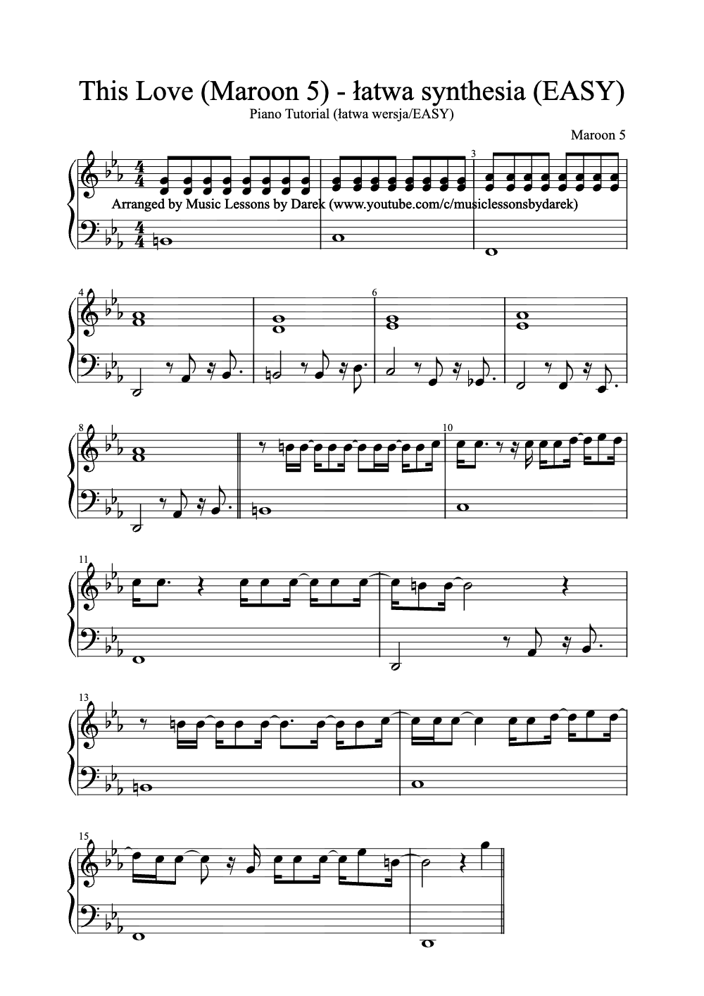 Sheet music preview for This Love