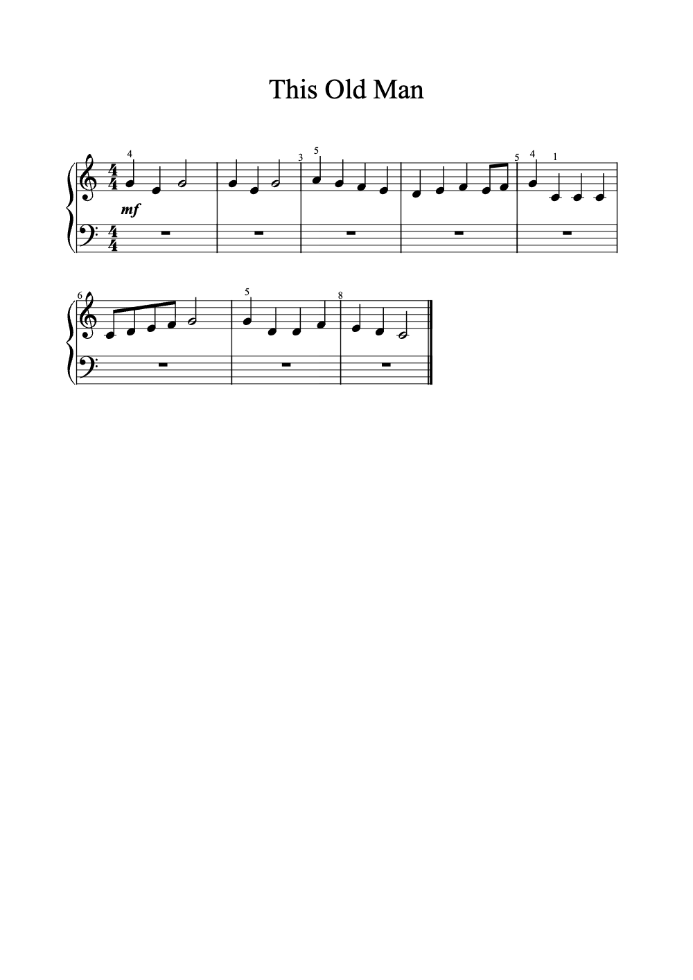 Sheet music preview for This Old Man