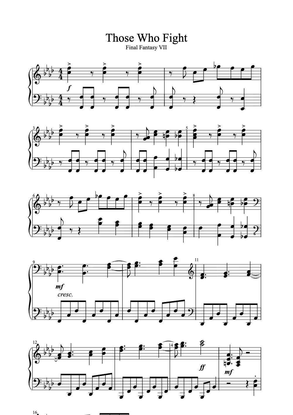 Sheet music preview for Those Who Fight