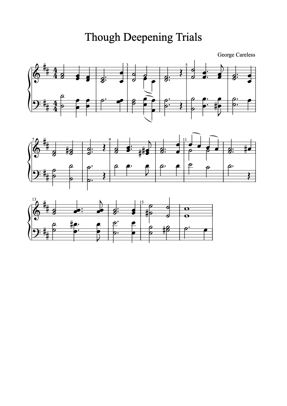 Sheet music preview for Though Deepening Trials