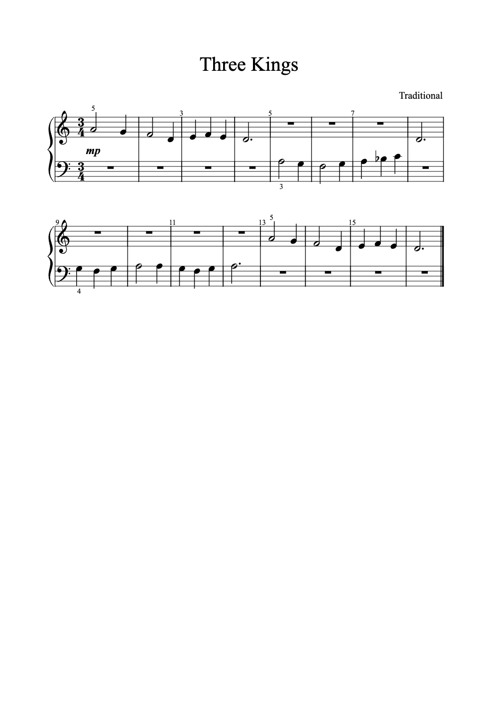 Sheet music preview for Three Kings