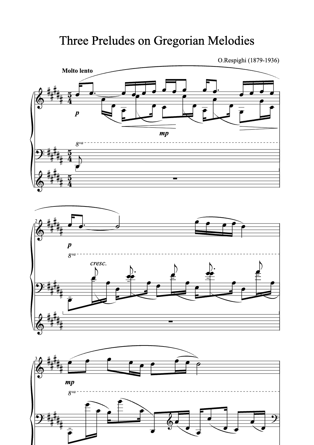 Sheet music preview for Three Preludes on Gregorian Melodies