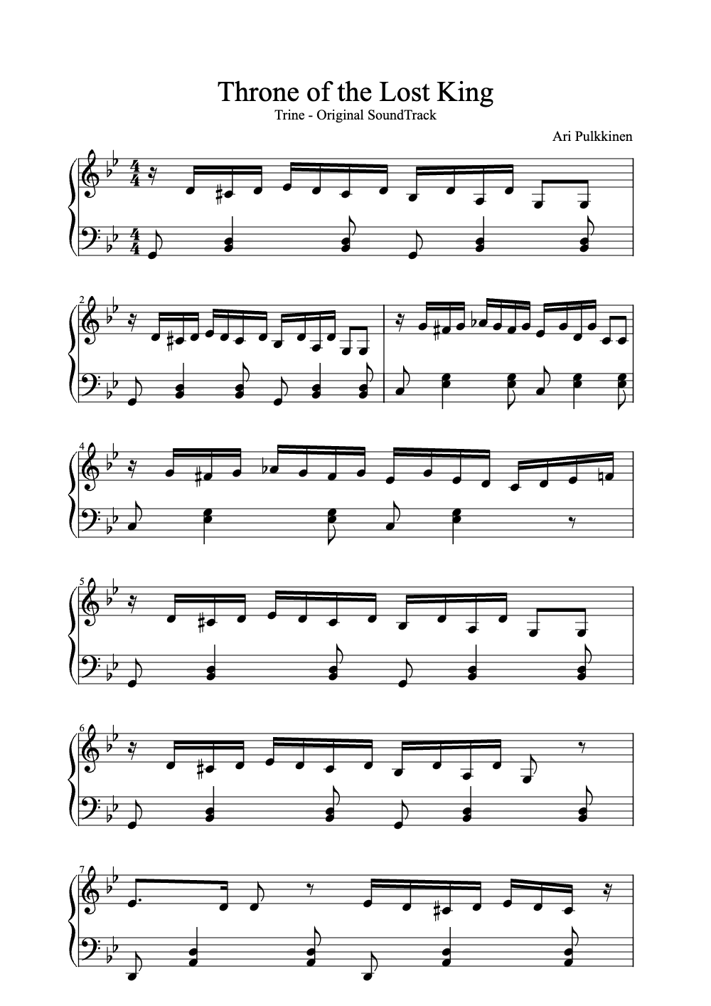 Sheet music preview for Throne of the Lost King