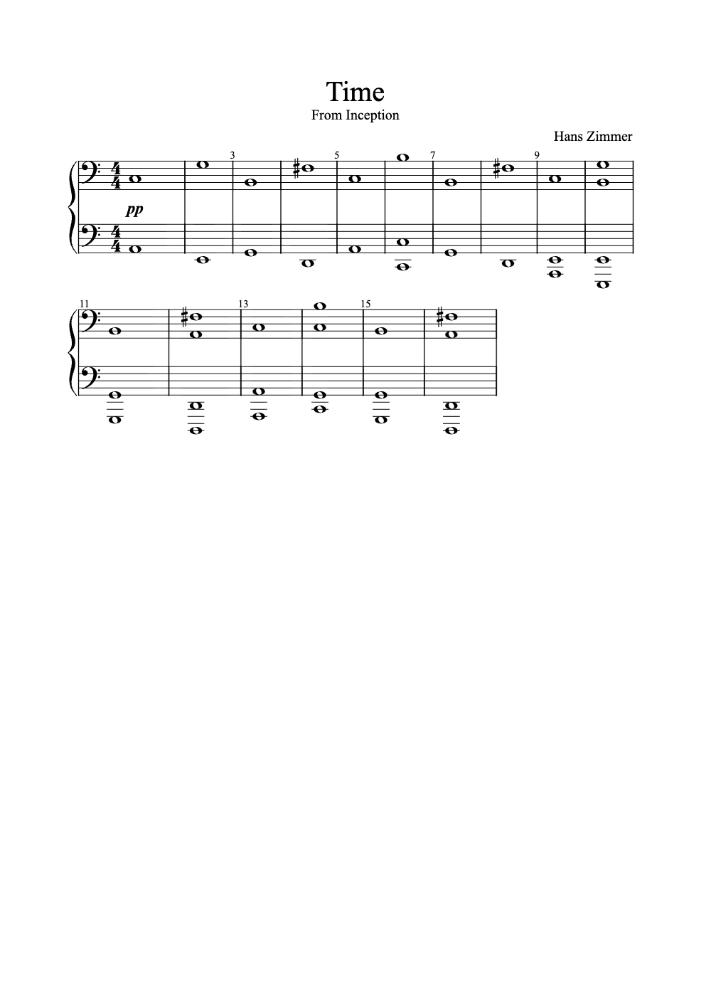Sheet music preview for Time