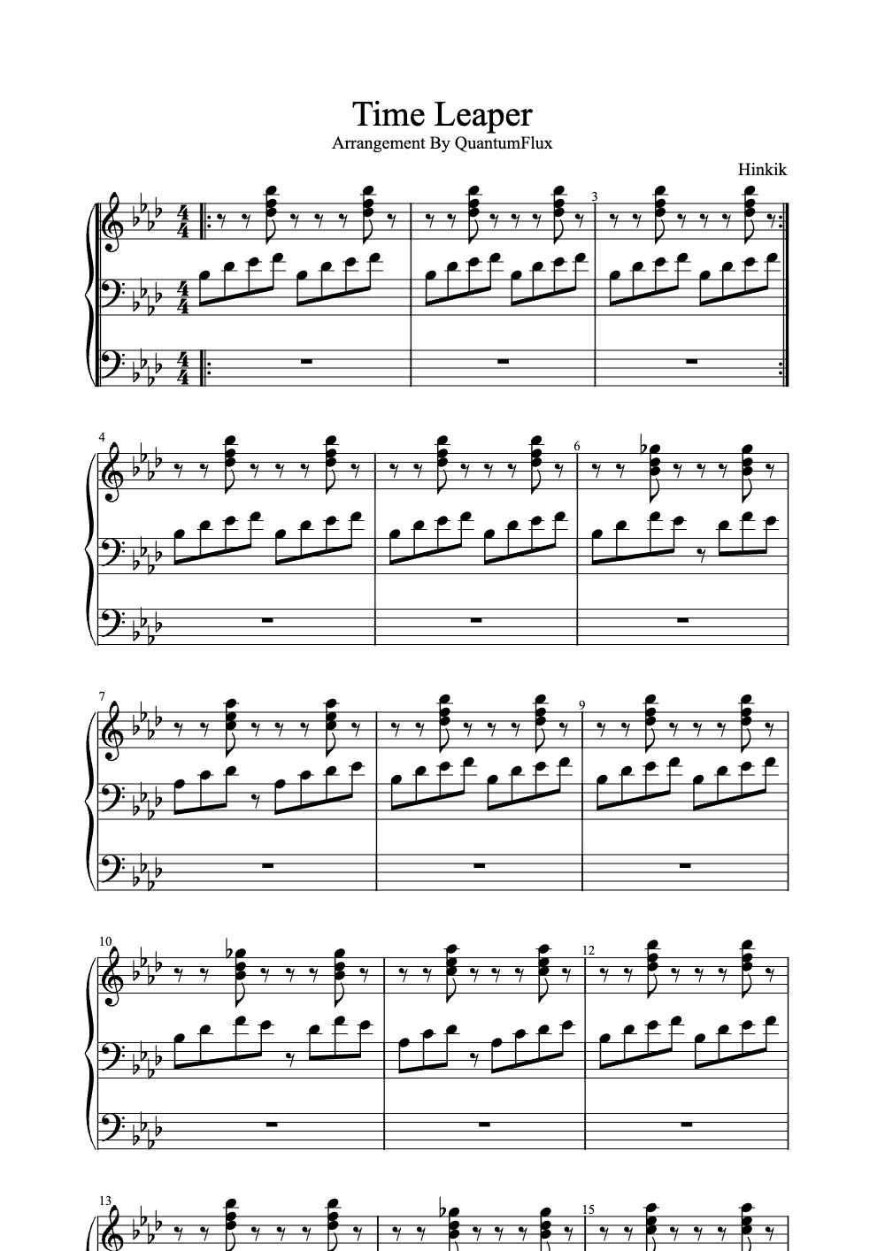 Sheet music preview for Time Leaper