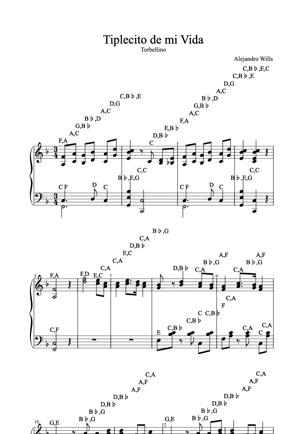 Sheet music preview for Tiplecito De Mi Vida