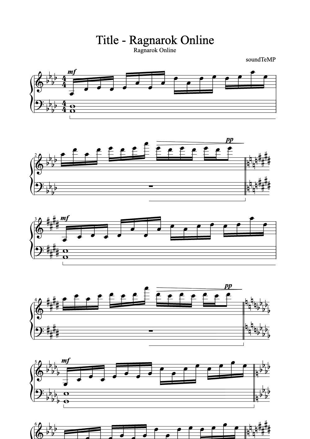 Sheet music preview for Title