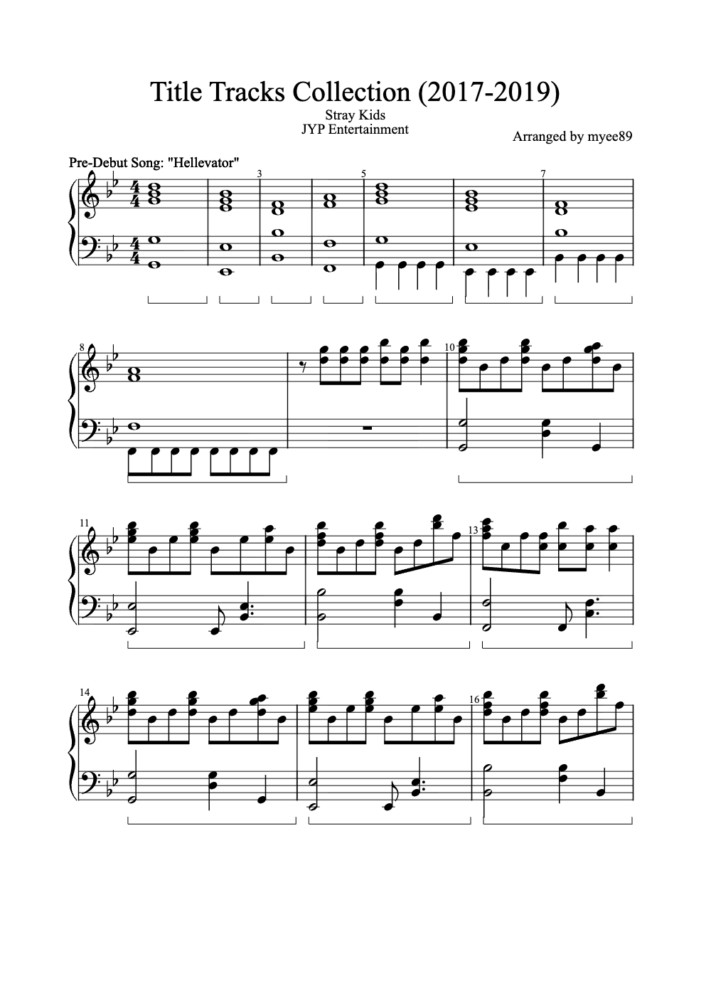 Sheet music preview for Title Tracks Collection (2017-2019)