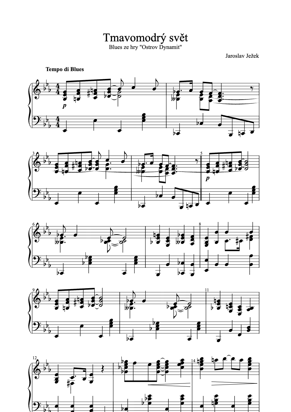 Sheet music preview for Tmavomodrý Svět