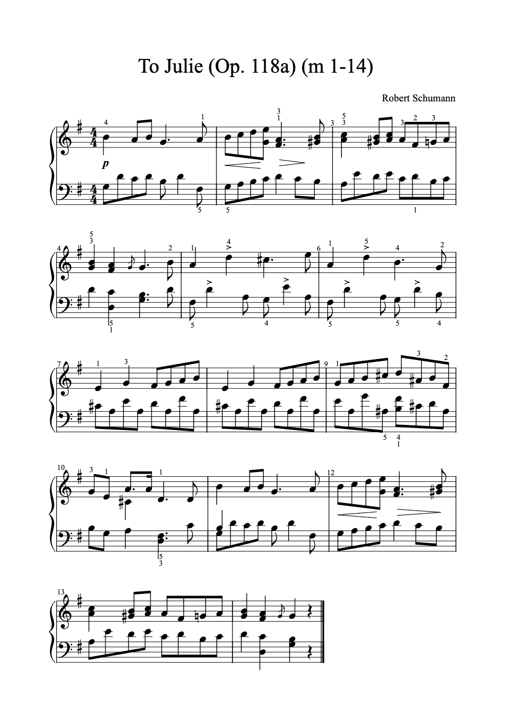 Sheet music preview for To Julie