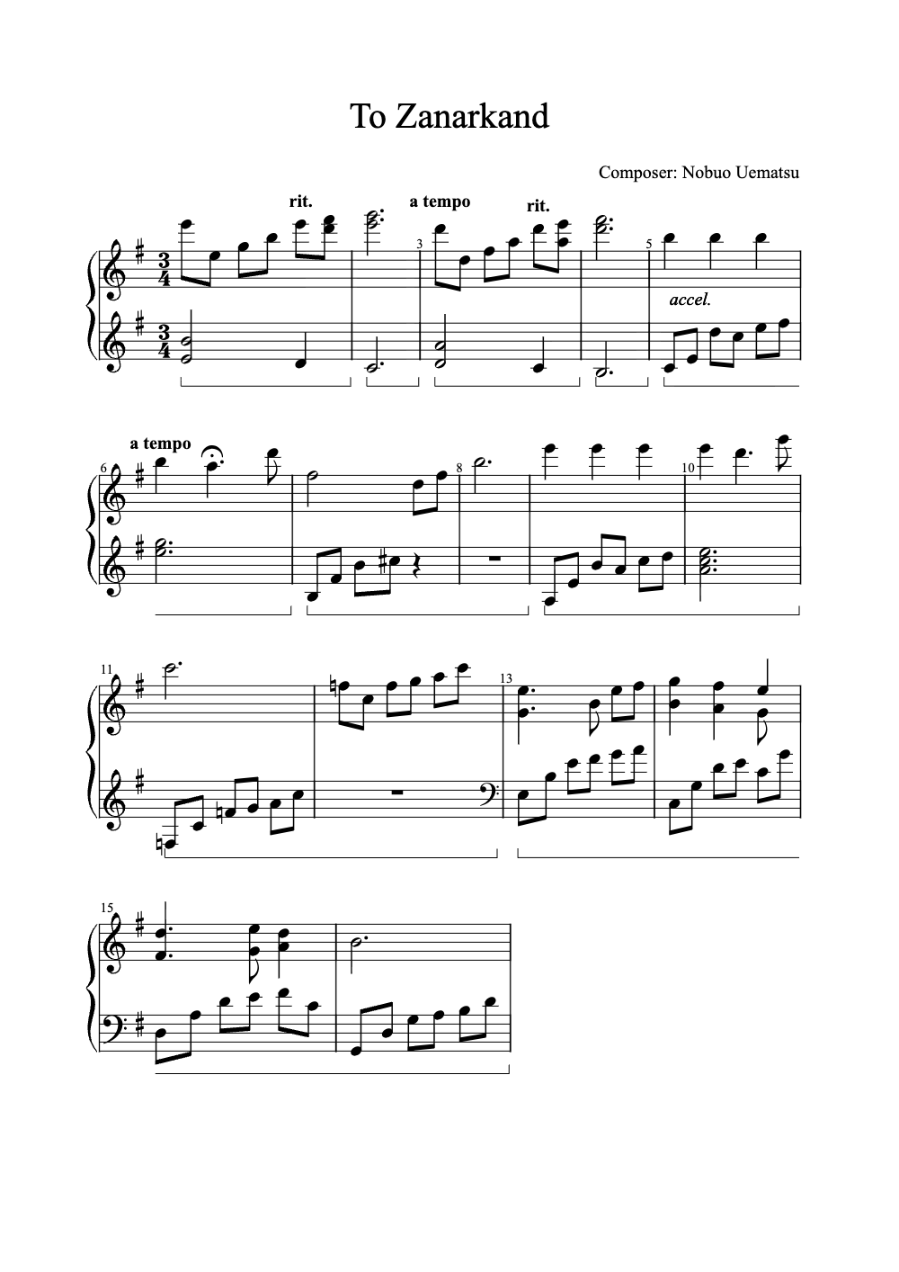 Sheet music preview for To Zanarkand