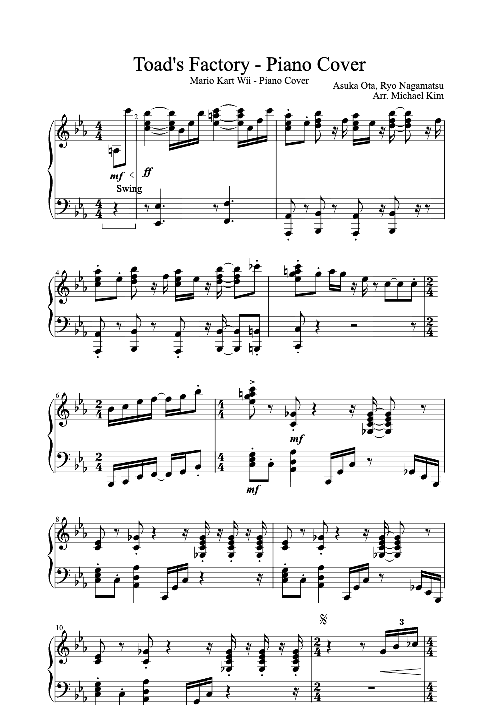 Sheet music preview for Toad's Factory