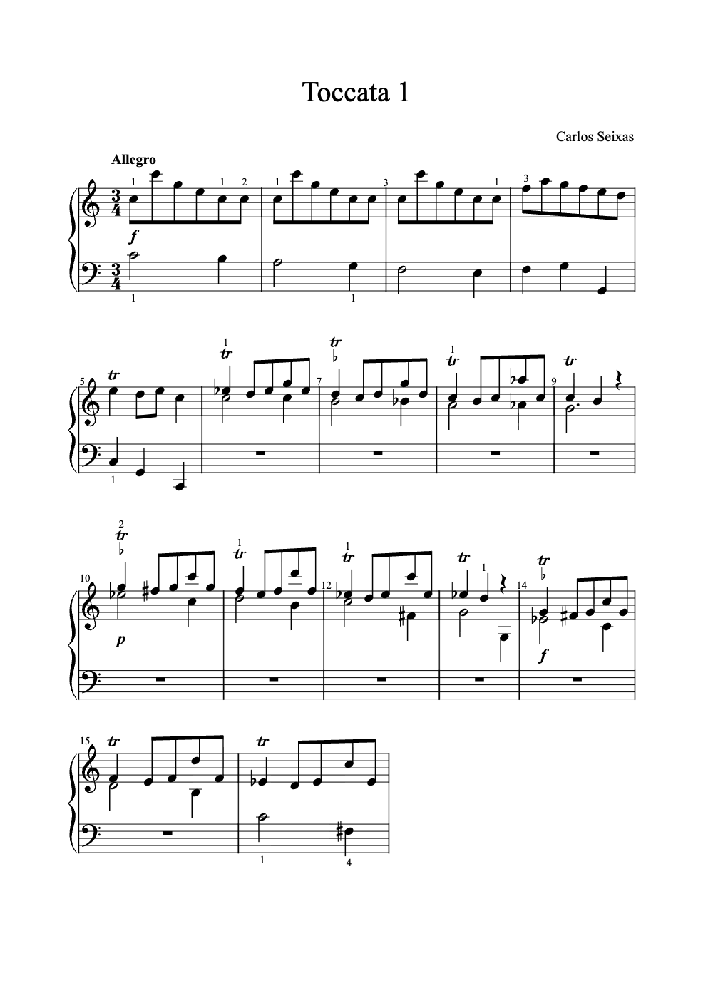 Sheet music preview for Toccata 1