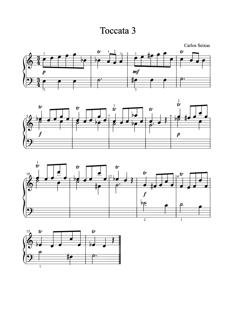 Sheet music preview for Toccata No. 3