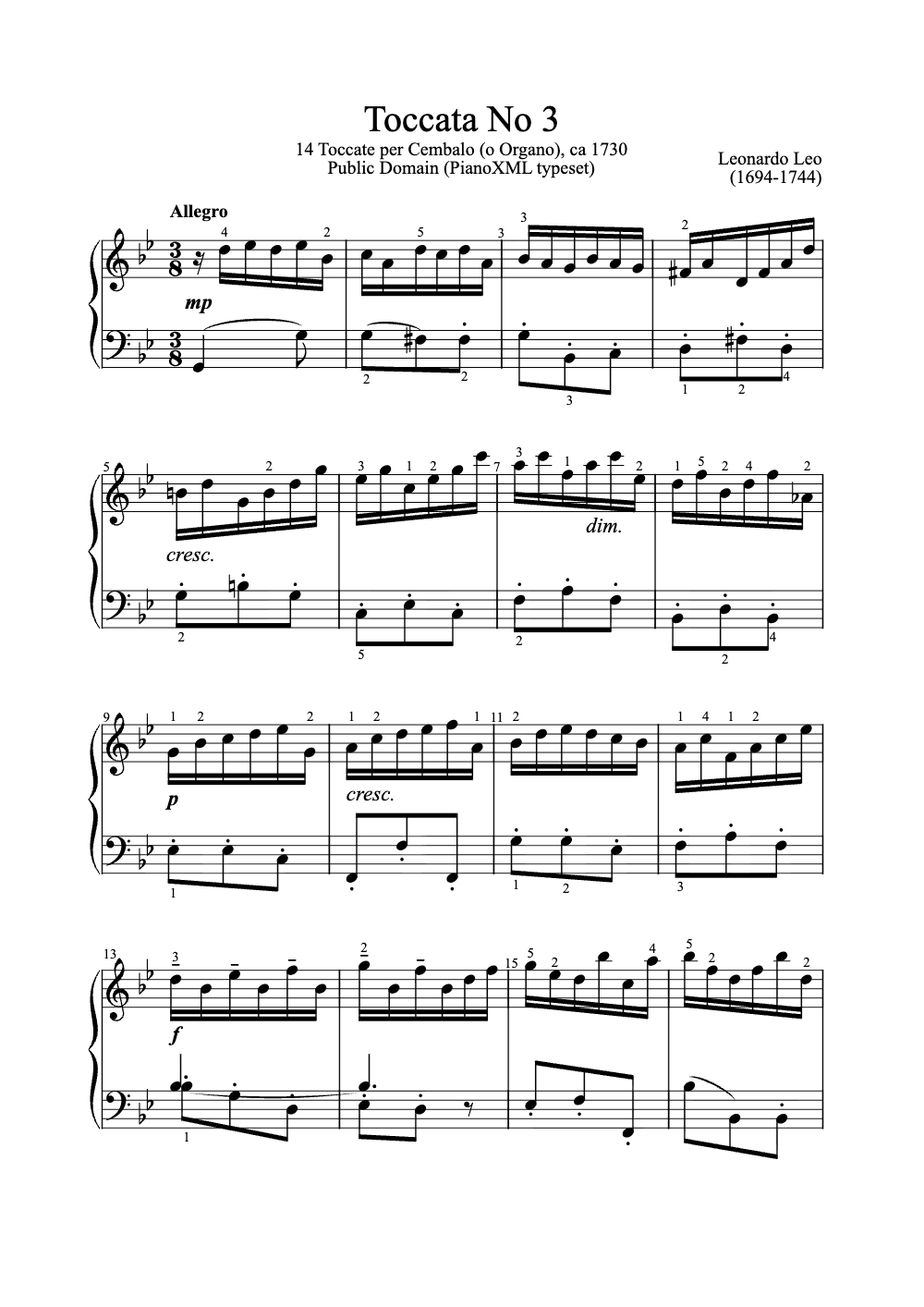 Sheet music preview for Toccata No. 3