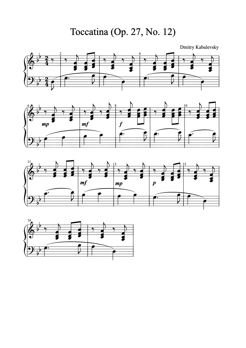 Sheet music preview for Toccatina