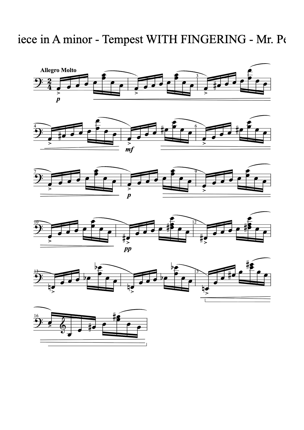 Sheet music preview for Tone Piece in A Minor