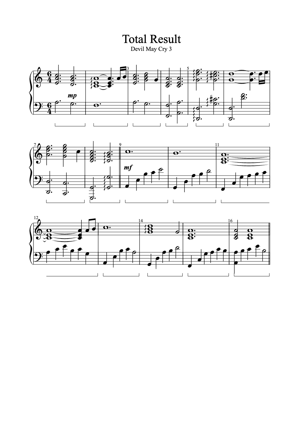 Sheet music preview for Total Result