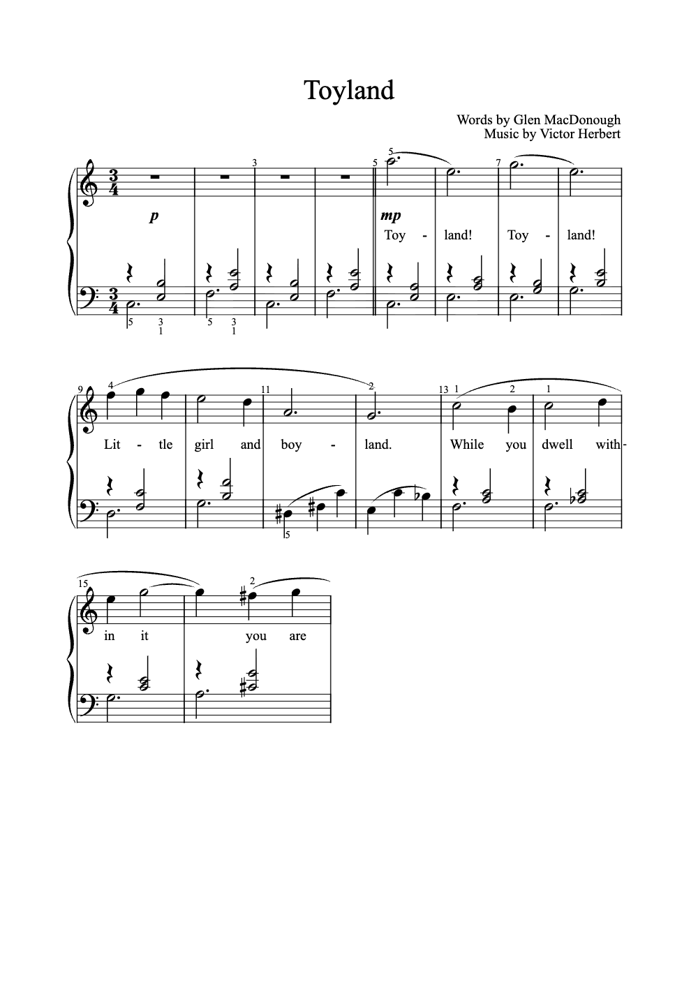 Sheet music preview for Toyland