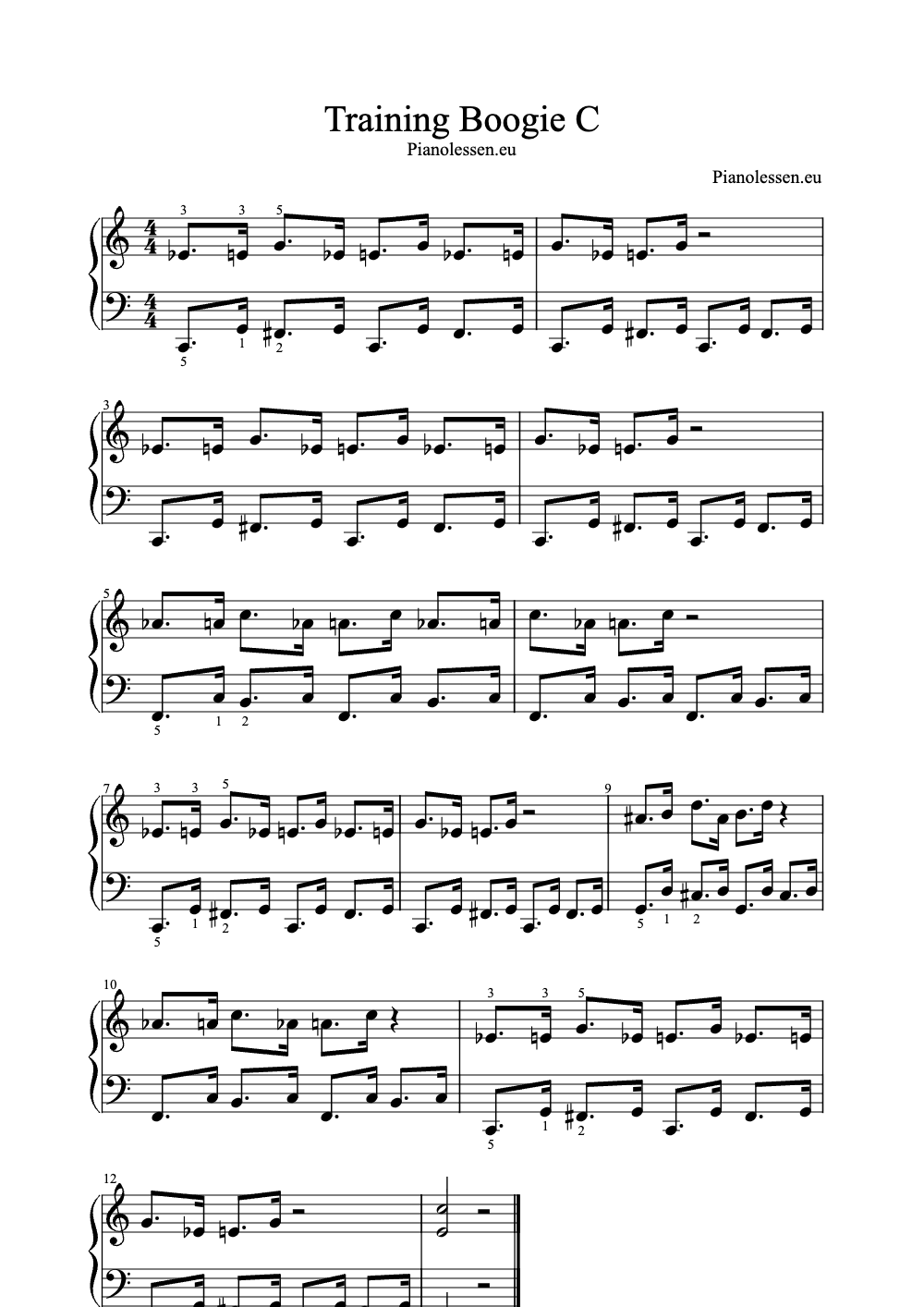 Sheet music preview for Training Boogie C