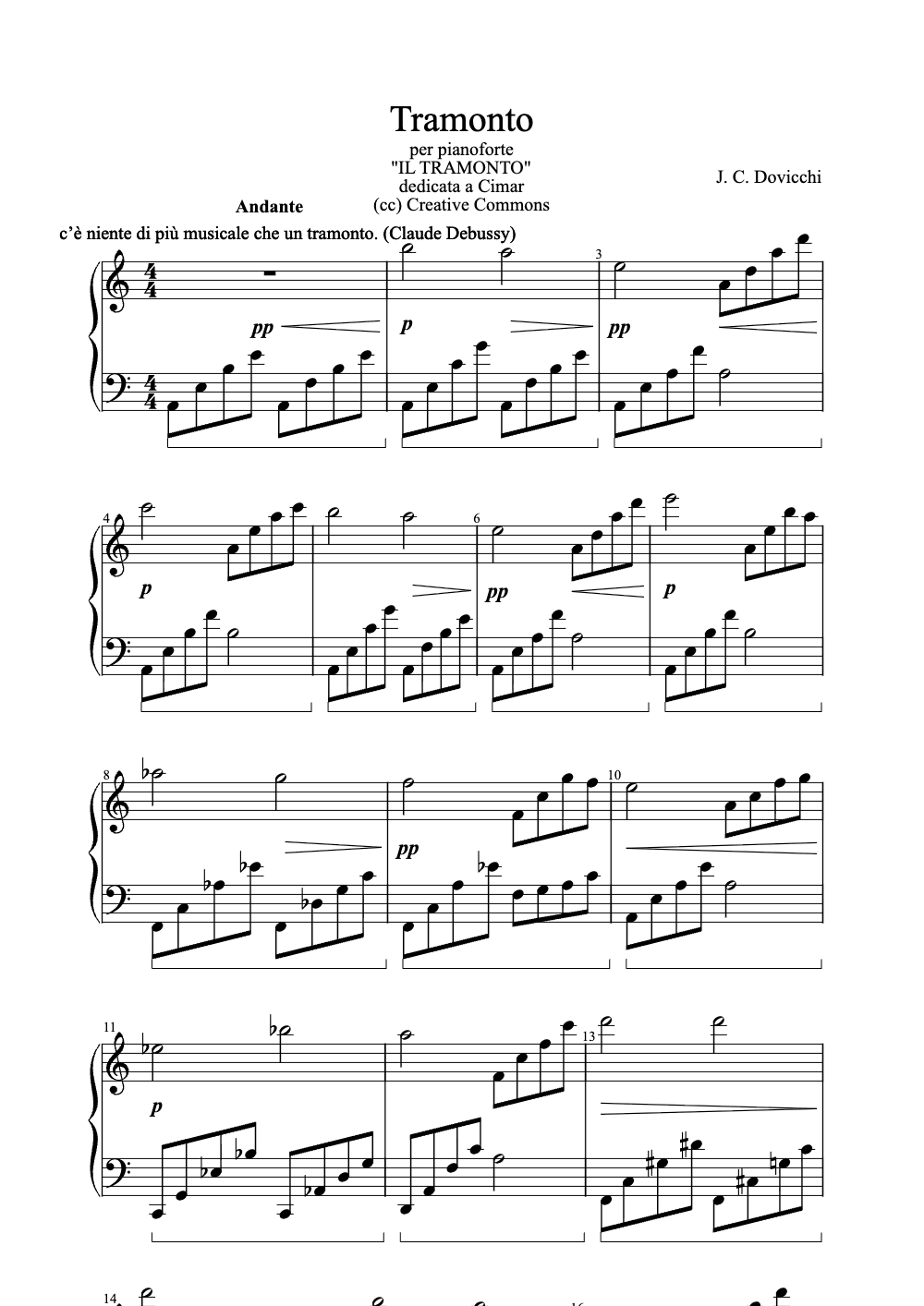 Sheet music preview for Tramonto