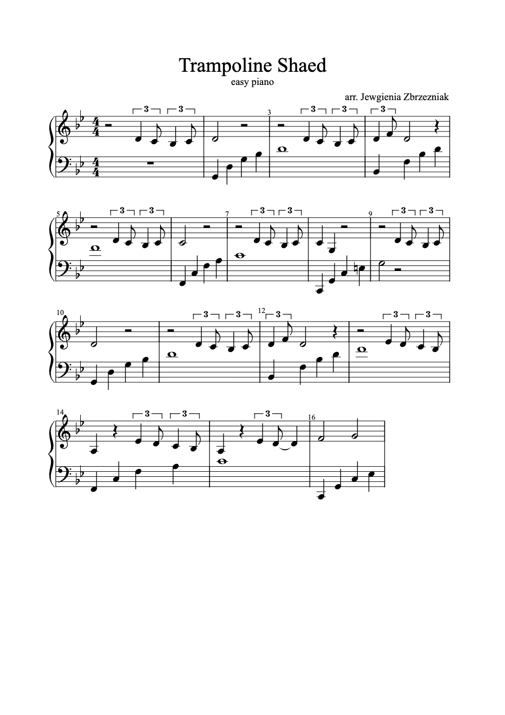 Sheet music preview for Trampoline