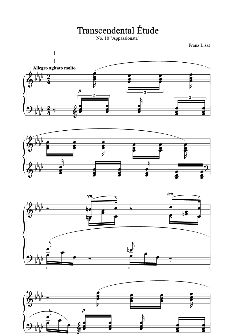Sheet music preview for Transcendental Étude