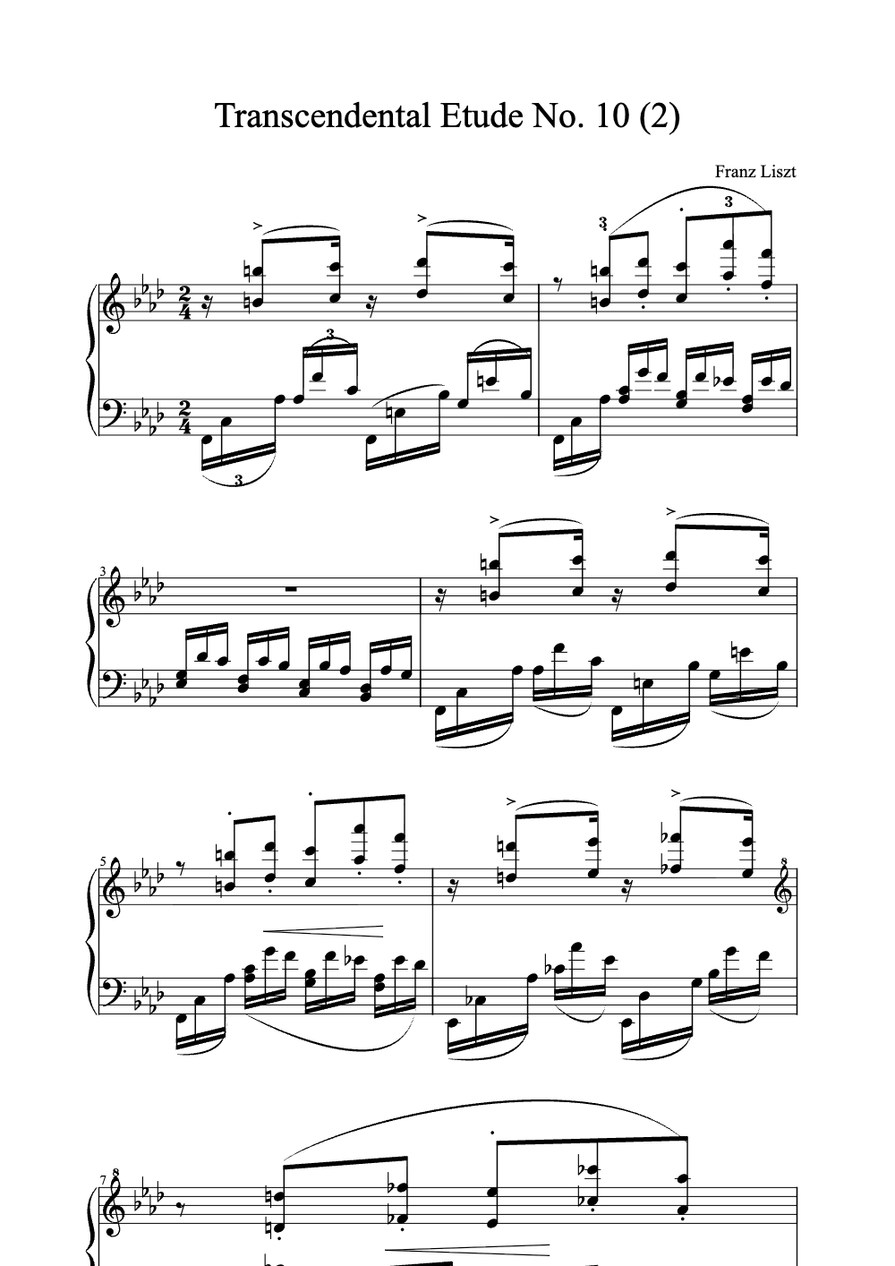 Sheet music preview for Transcendental Etude No. 10