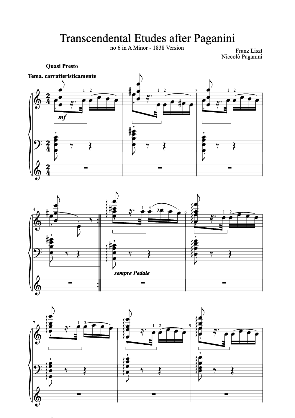 Sheet music preview for Transcendental Etudes After Paganini