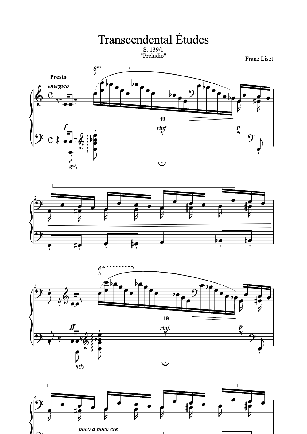 Sheet music preview for Transcendental Études