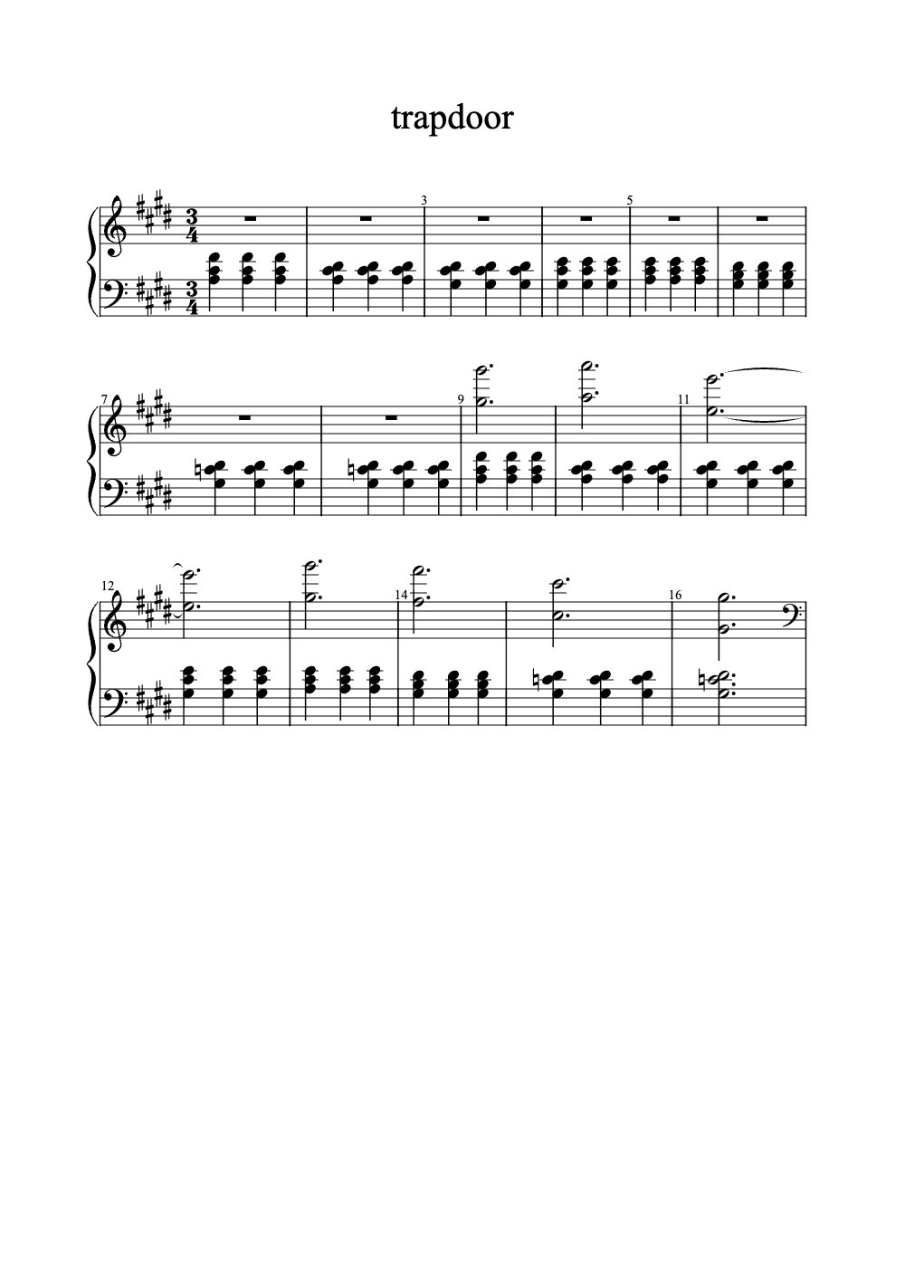 Sheet music preview for Trapdoor